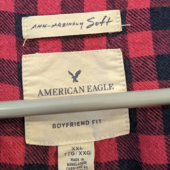 American Eagle red and blue super soft flannel top - Picture 2 of 4
